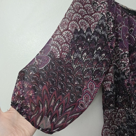 Fashion Bug Top Womens 2X Vtg Sheer Floral Sequin Pink Purple Dolman Whimsygoth - Picture 2 of 9